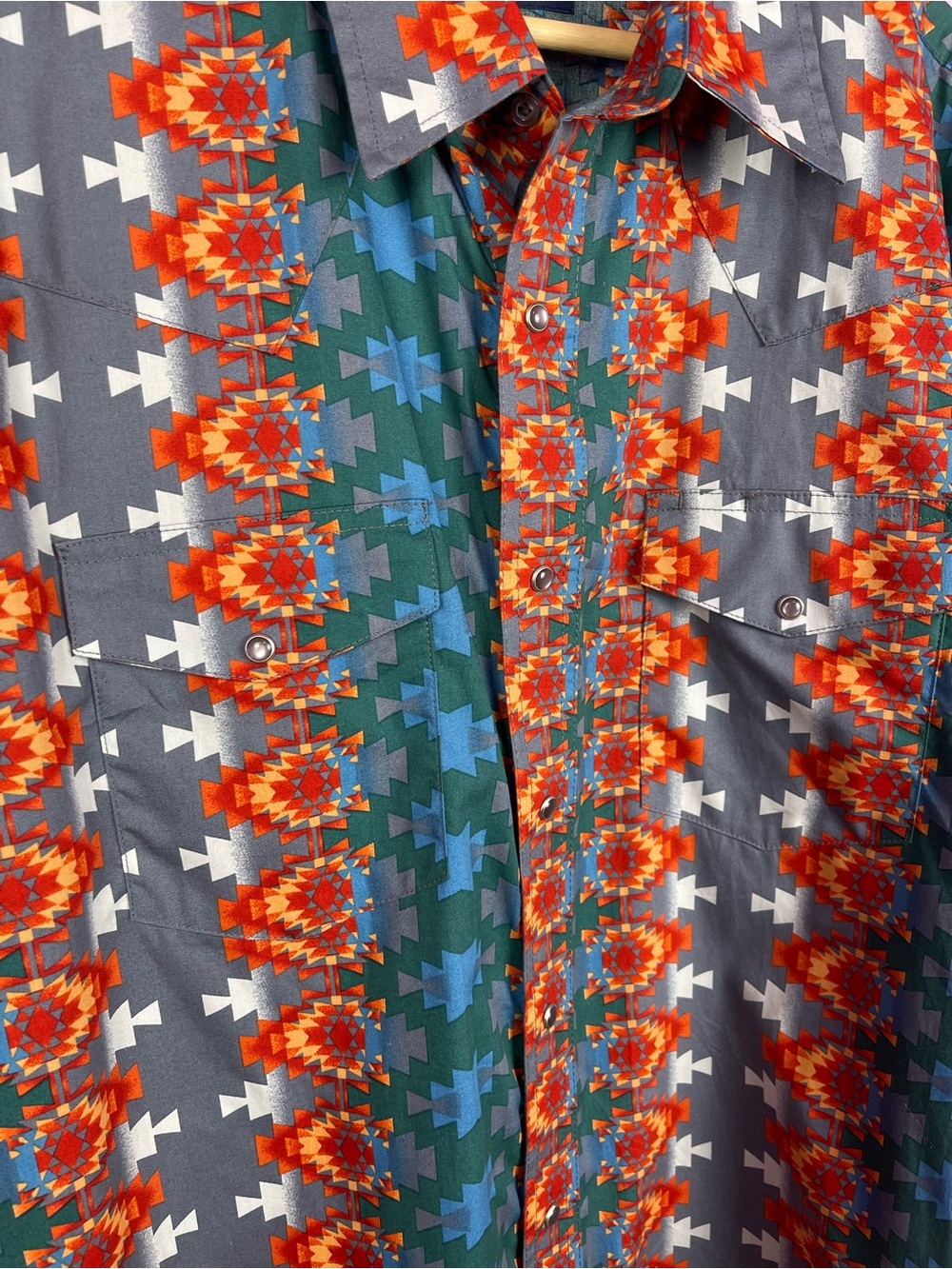 Wrangler Checotah Southwestern Print Western Snap Shirt Men's Large - Picture 9 of 15